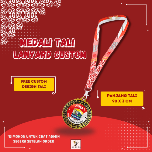 

Tali Lanyard Custom Plus Medali Resin Free Design Stiker Emas Perak Perunggu l Kemerdekaan l ID Card