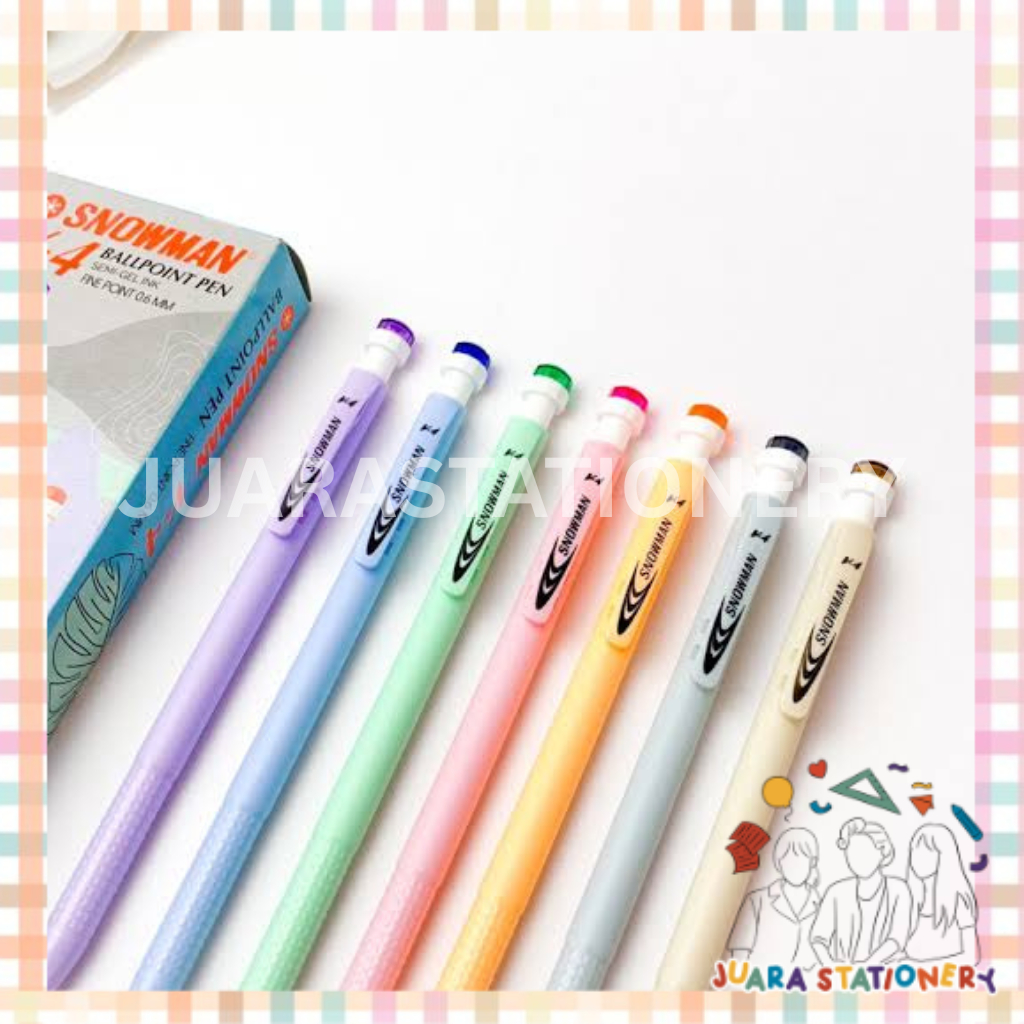 

(706) Pulpen Snowman V-4 0.7mm (SATUAN) / Bolpoin Cetekan Pastel Pulpen Cetek