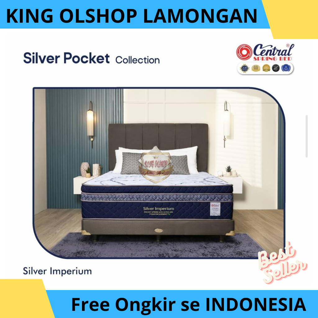 Kasur Springbed Central Silver Imperium Pocket Spring + LATEX LIKE FOAM ENCASEMENT Uk 140 160 180 x2