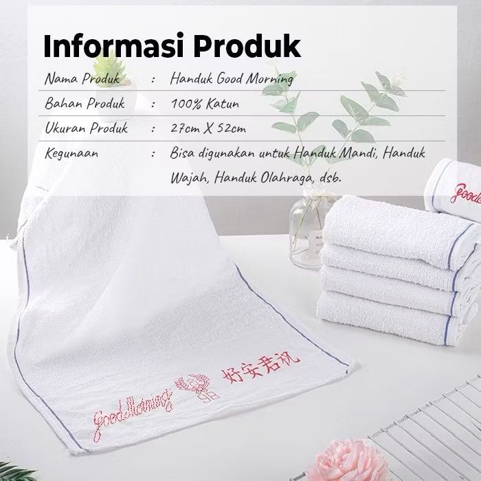 ECER GROSIR Handuk Good Morning - Handuk Salon Olahraga