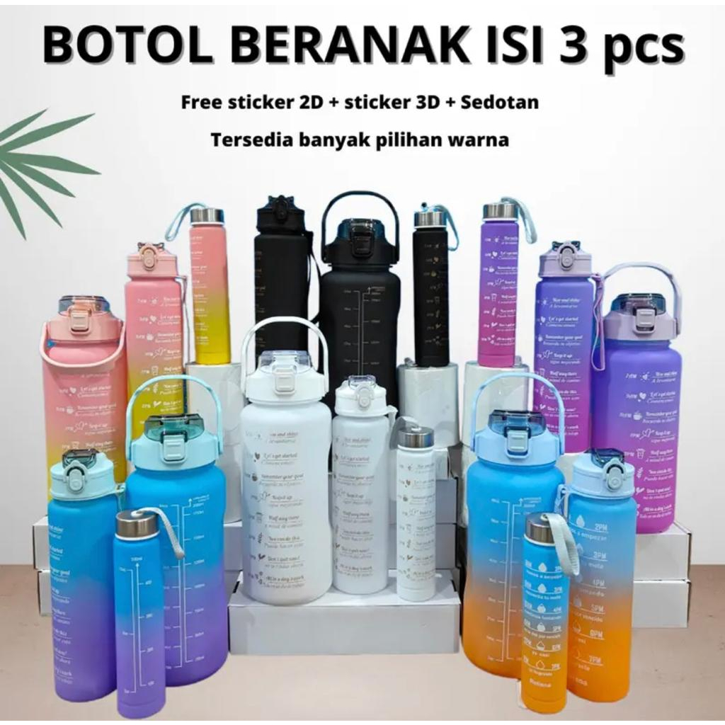 KGM - Botol Minum Beranak 3in1 Botol Minum Viral 2 Liter isi 3pcs FREE STIKER / Botol Air Minum Bera