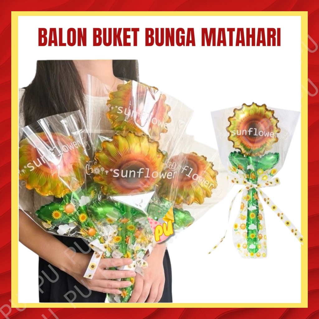 Balon BUKET BUNGA MATAHARI / Balon Foil Bunga Matahari