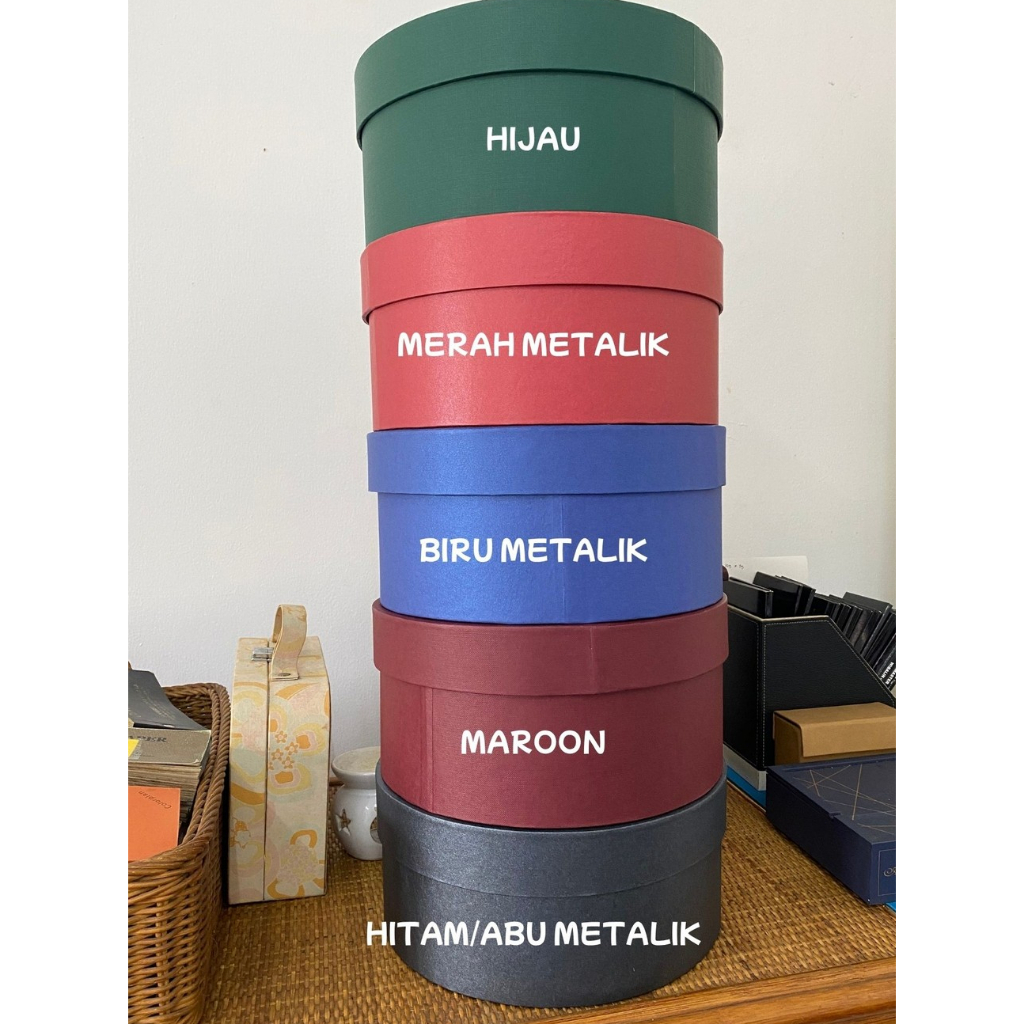 

[Dia 24.5 x T 11 cm] Box Hampers/Gift Box/Kotak Kado/Box Bunga/Flower Premium - Round/Bulat