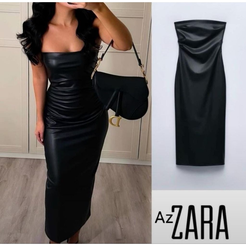 Dress / Dress Wanita / Dress kulit wanita Bodycon Leather PU Gaun Pesta Elegan Sexy