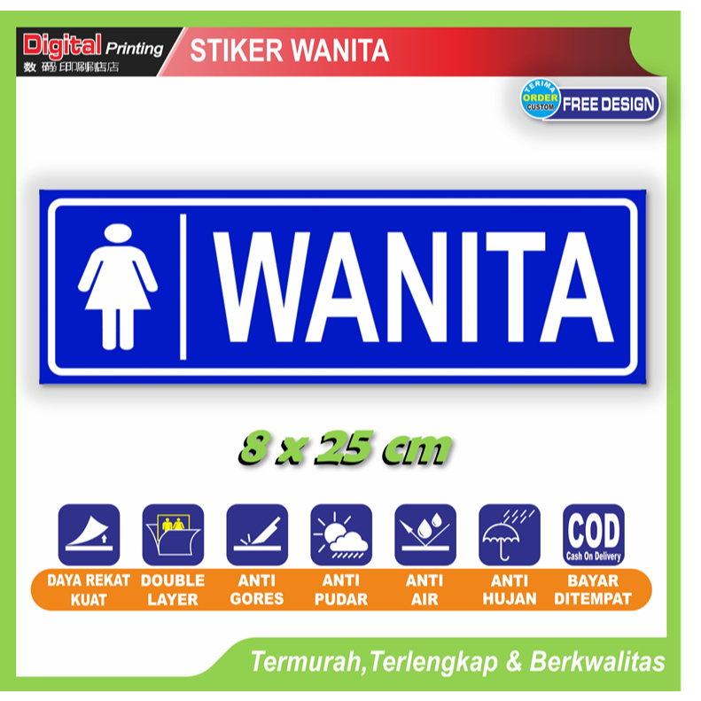 

Stiker tulisan wanita woman perempuan sticker petunjuk penggunaan kamar mandi toilet wc ruang khusus