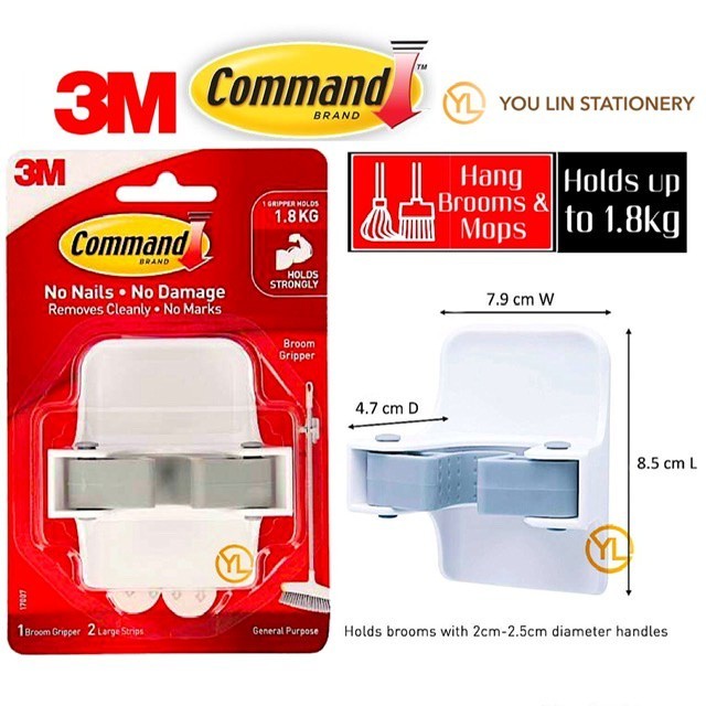 3M Command Hook, Gantungan Berperekat Sapu, 17007