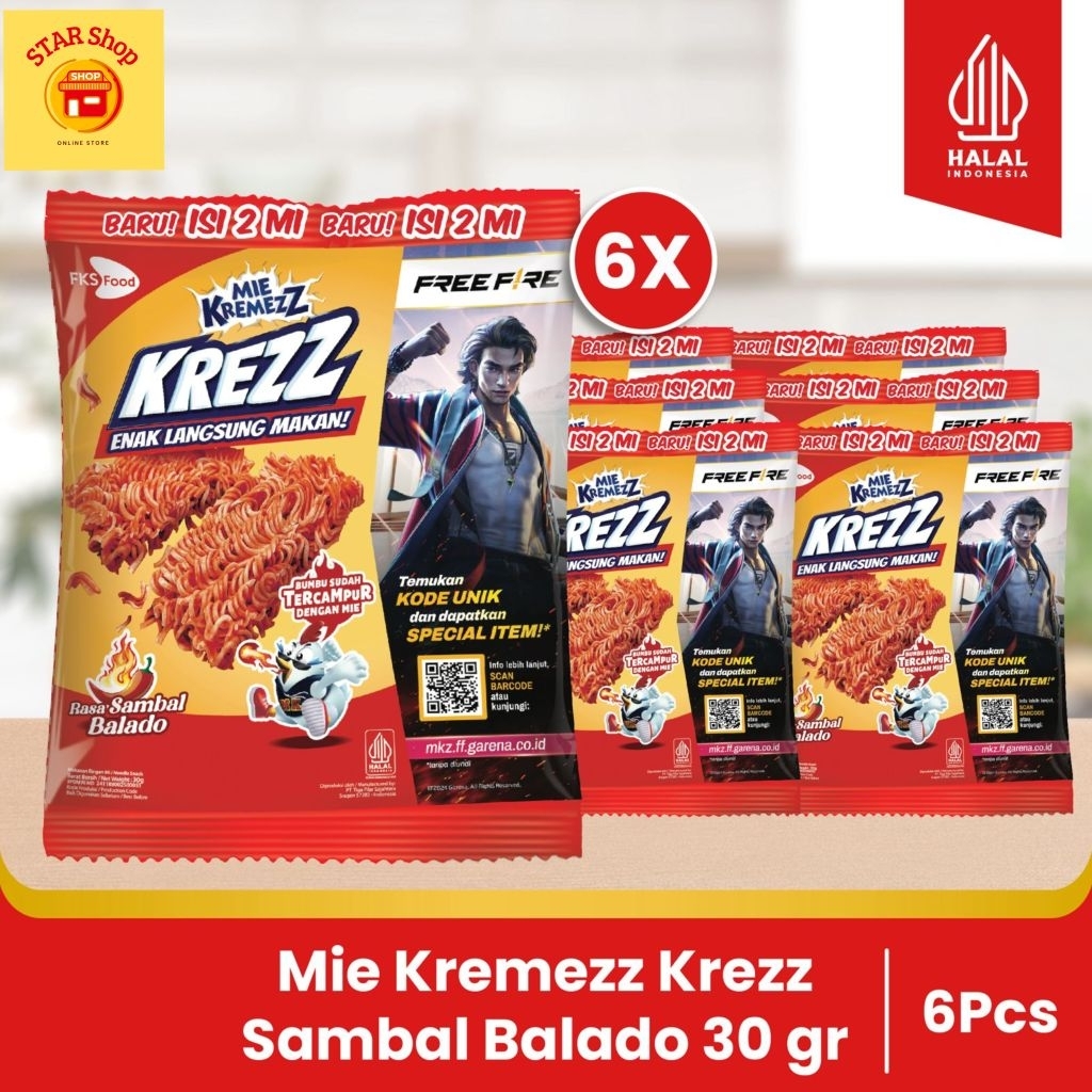 

Paket Bundling - Mie Kremezz Krezz - Sambal Balado - 30gr - 6pcs