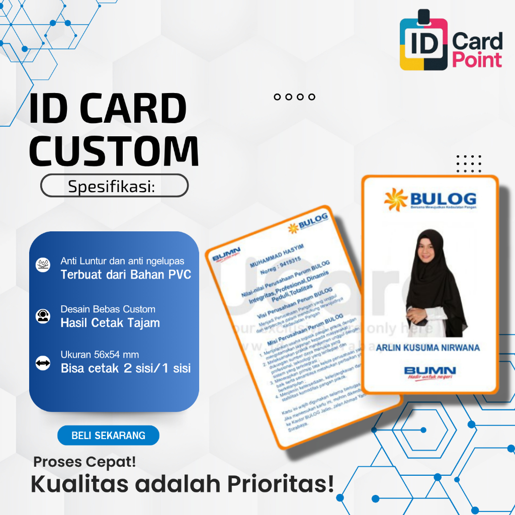 

ID Card Custom/Cetak Kartu Identitas Printing Sublim Hasil Warna Tajam