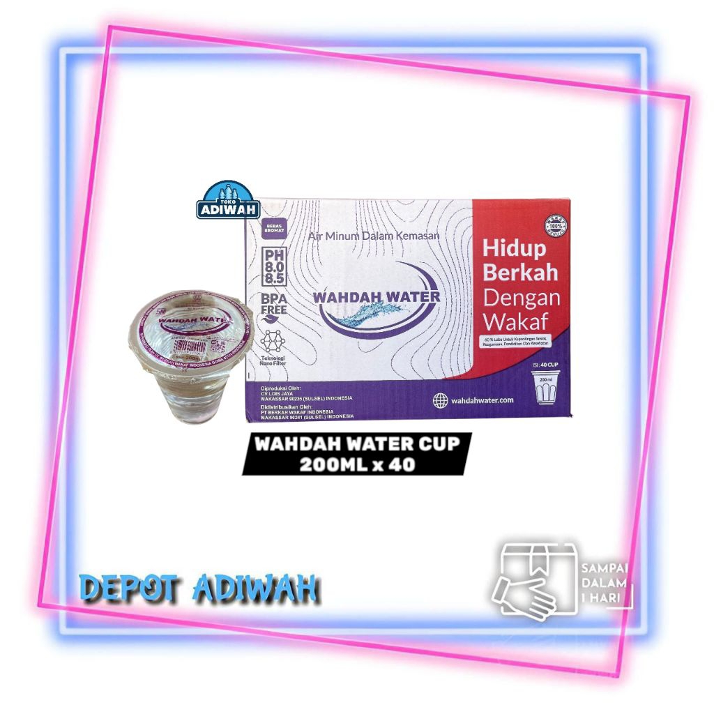 

Wahdah Water cup per karton (isi 40 gelas)
