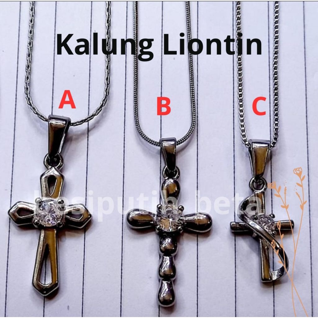 kalung salib besi putih