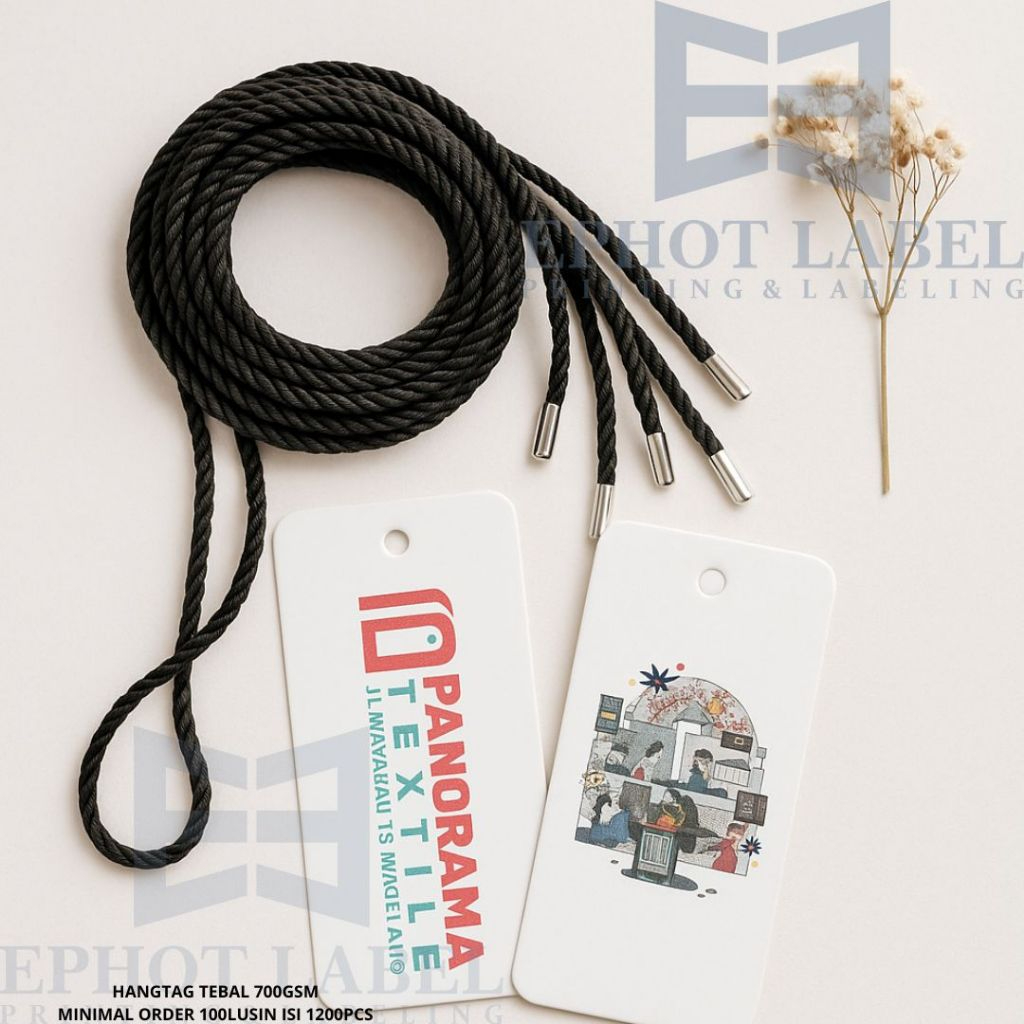 

hang tag tebal 700 gsm custom design cetak 2 muka | label nama | label baju | label merek