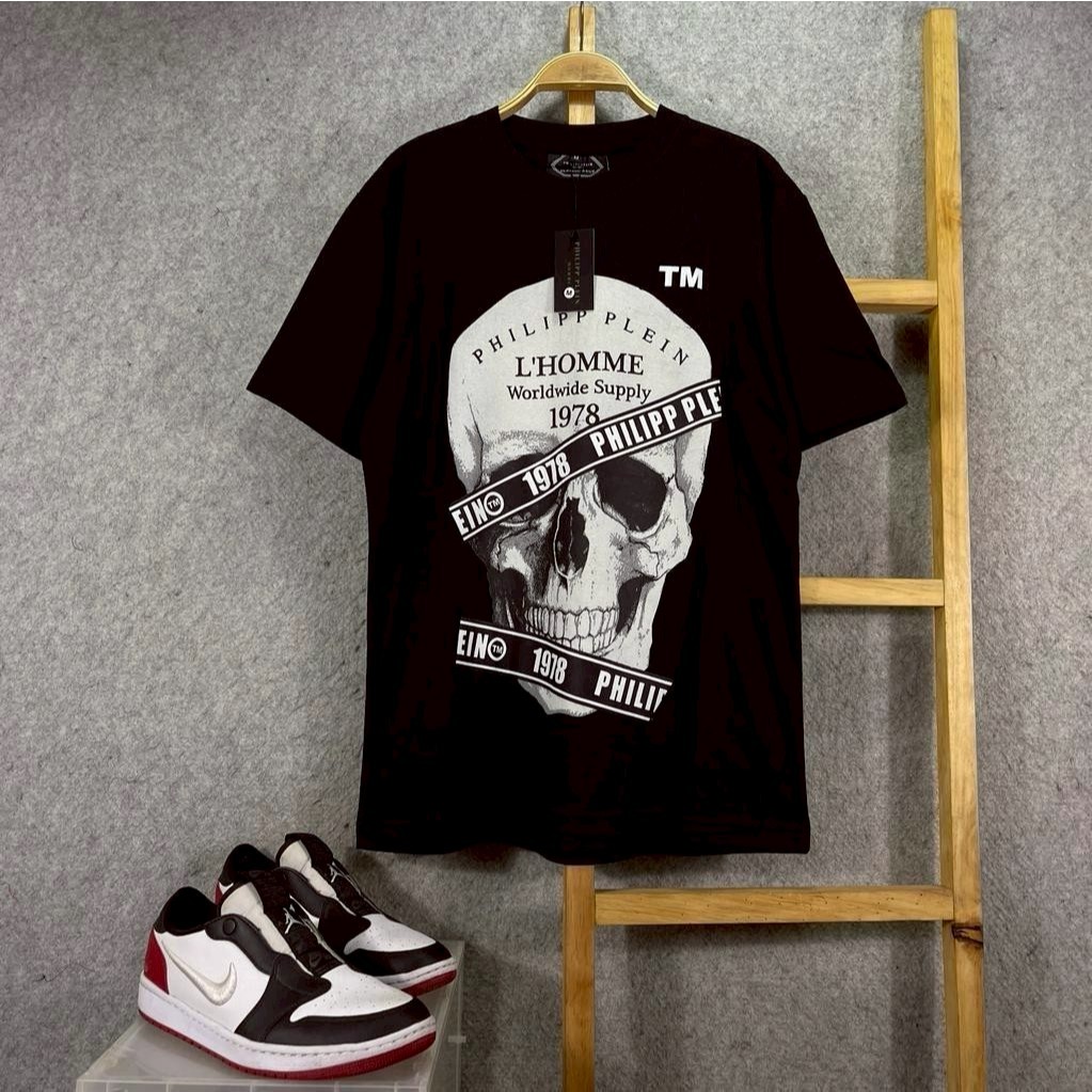 KAOS T-SHIRT PHILIPP PLEIN SKULL TAPE BLACK