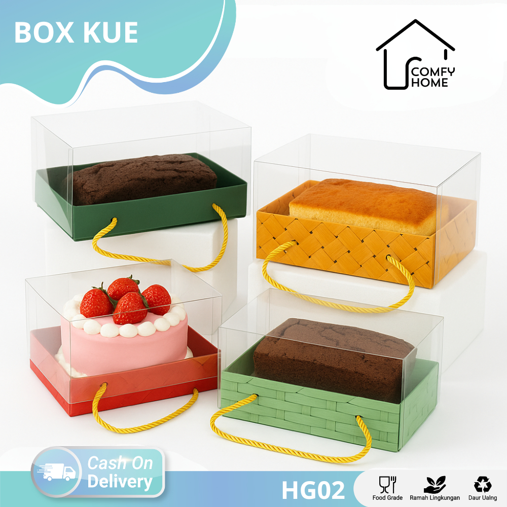 Box Mika Transparan / Box Mika Handle Tali / Kotak Kue Mika / Box Makanan / Box PackagingI HG02-HG11