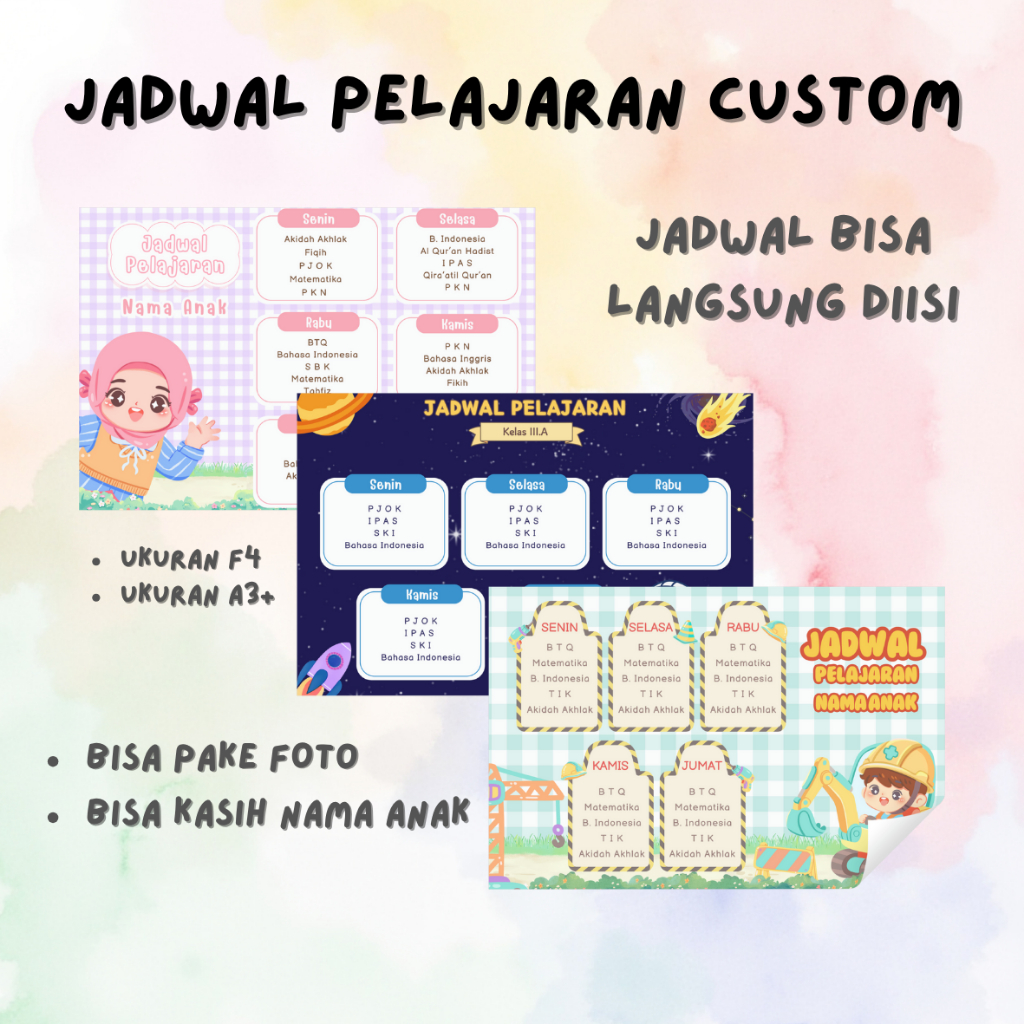 

Jadwal Pelajaran Custom Isi, Nama, dan Foto