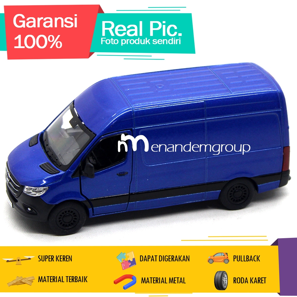 Diecast Miniatur Mainan Mobil Blind Van Grand Max Mercedes Benz Sprinter Besi Metal Buka Pintu