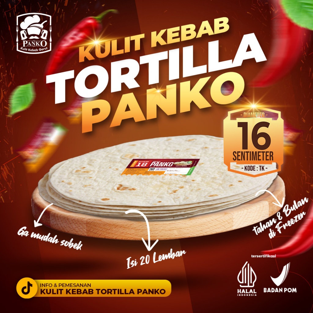 

Kulit Kebab Panko Tortilla Mini 16cm - Frozen Food Pabrikan Garut