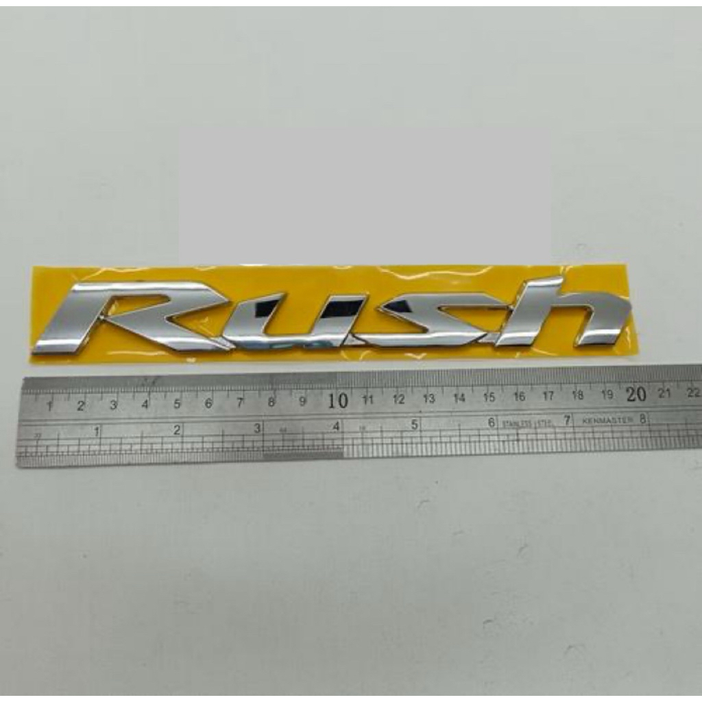 Stiker Emblem Bagasi Mobil Tulisan RUSH Chrome