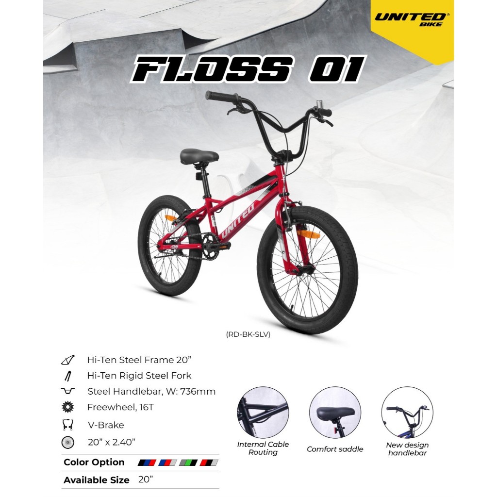 [BONUS POMPA] Sepeda BMX United Floss 01 20 x 2.4 Sepeda BMX Anak Laki