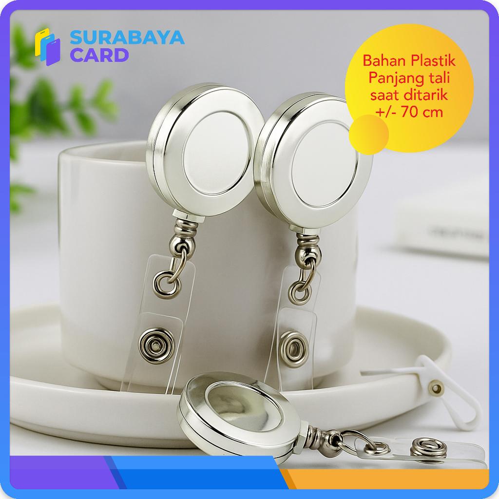 

Yoyo Gantungan cantelan IDcard name tag warna Silver chrome metalik krom