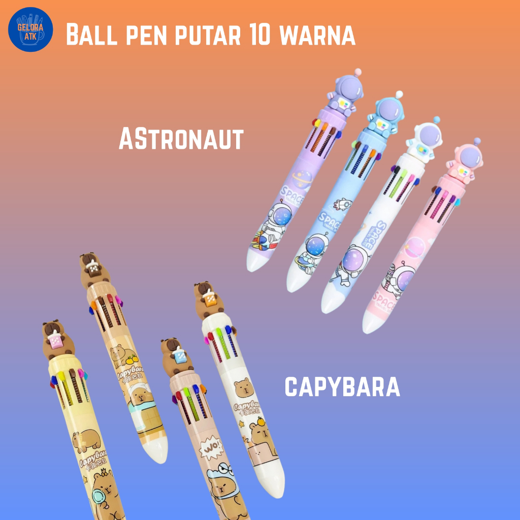 

Gelora Ball Pen Karakter Astronaut Capybara 10 Warna - 0.5 mm (1 Pcs)
