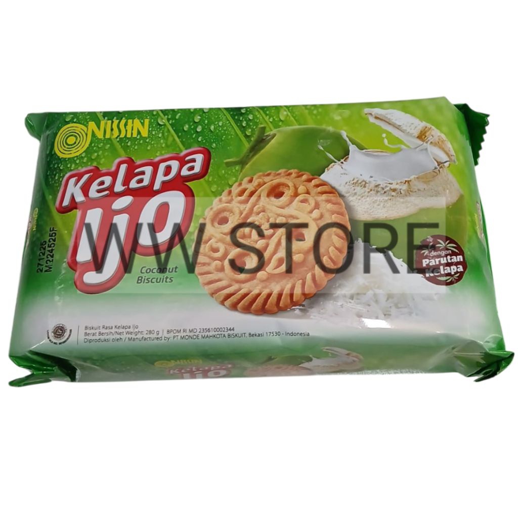 

Biskuit halal MUI NISSIN Kelapa Ijo Hijau Coconut Biscuit Biscuits 280g