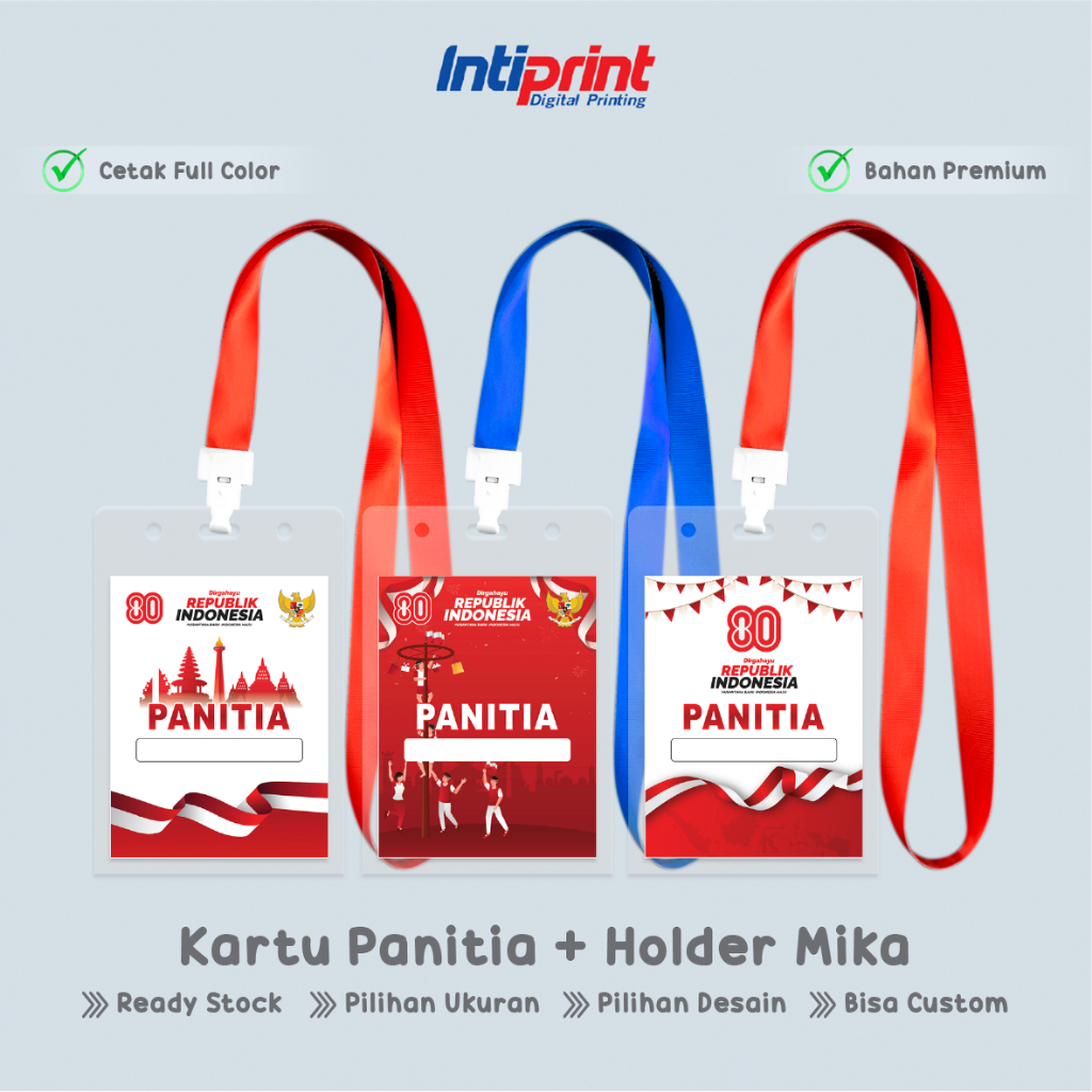 

Cetak Kartu Panitia Name Tag Set Custom / Print ID Card Panitia Lomba 17 Agustus HUT RI Kemerdekaan