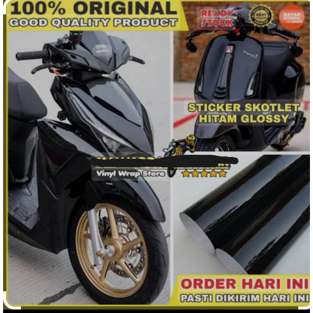 Stiker skotlet hitam glosy/mengkilap per meter ,skotlet motor ,mobil,aquarium,kaca ,skotlet murah be