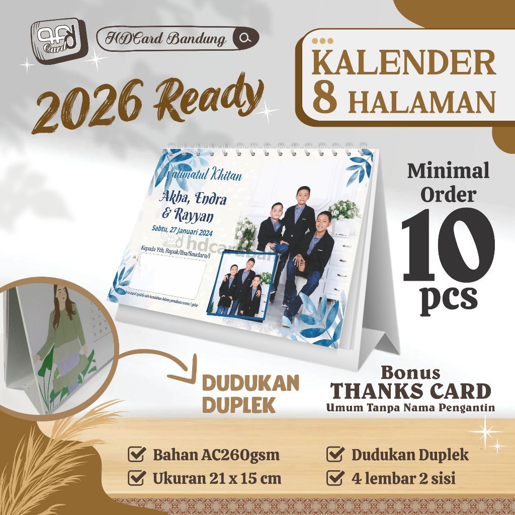 

[Undangan Kalender] Kalender Meja 21x15 cm 4 Lembar Cetak 2 Muka 8 Halaman l Kalja