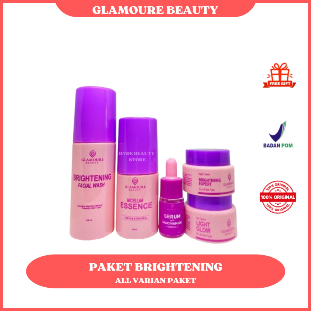 Glamoure Beauty Skincare Paket isi 5 Series Brightening Acne Original Bpom