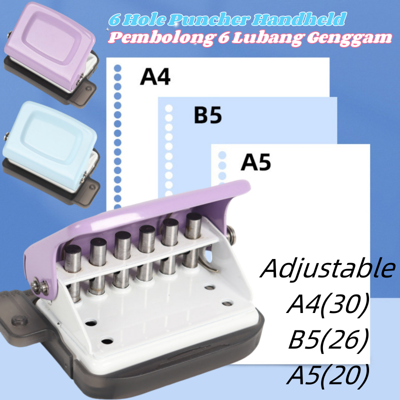 

Pembolong Kertas 6 Lubang Metal Portable | Adjustable A4/A5/B5 | Alat DIY Craft Scrapbook Binder, Alat Siswa & Kantor - PROMO TERMURAH!​