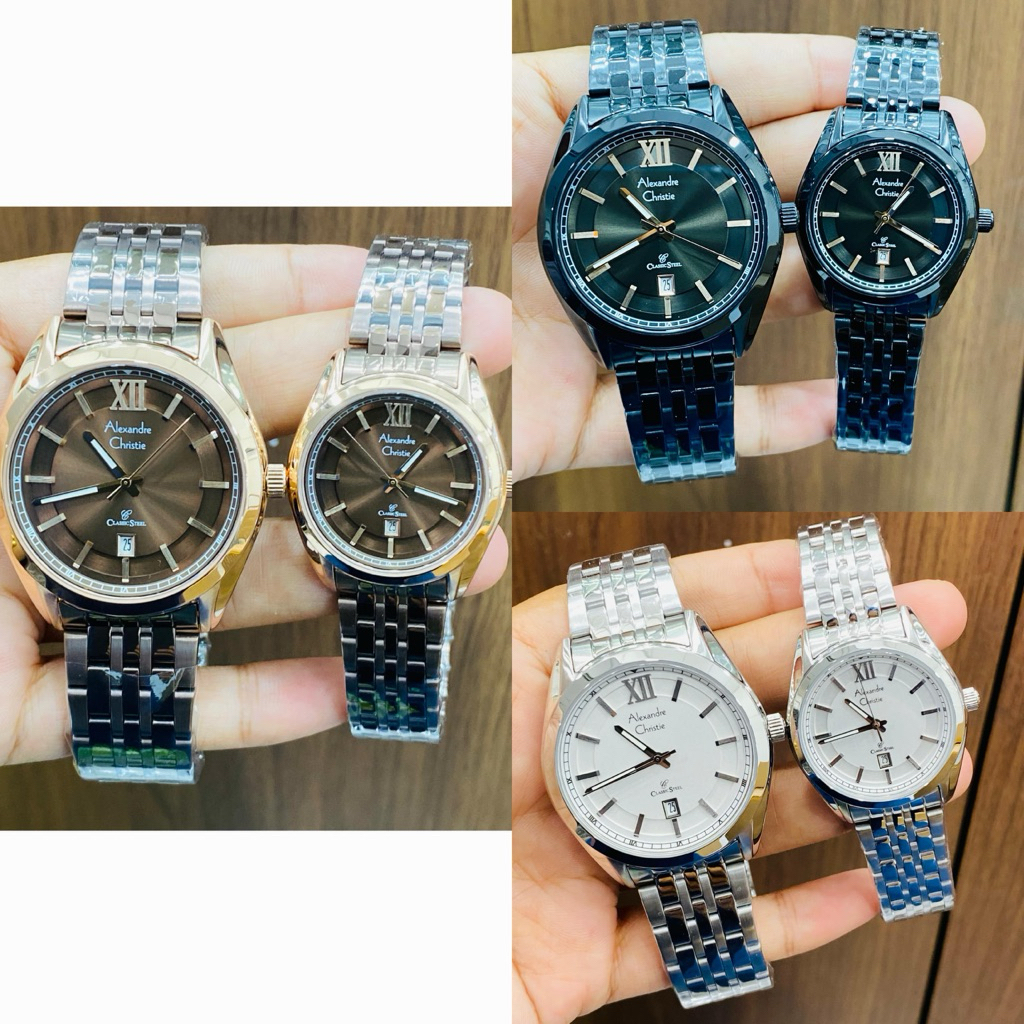 JAM TANGAN COUPLE ALEXANDRE CHRISTIE AC 8690 AC8690 ROSEGOLD BROWN ORIGINAL