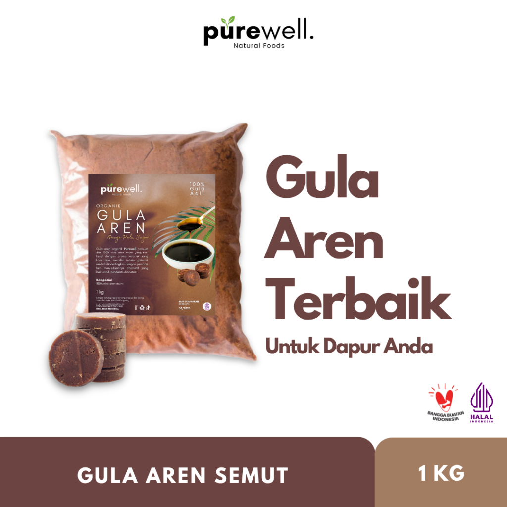 

Purewell Gula Aren Semut Bubuk Organik Premium 1KG - Organic Arenga Fine Palm Sugar 1000gr