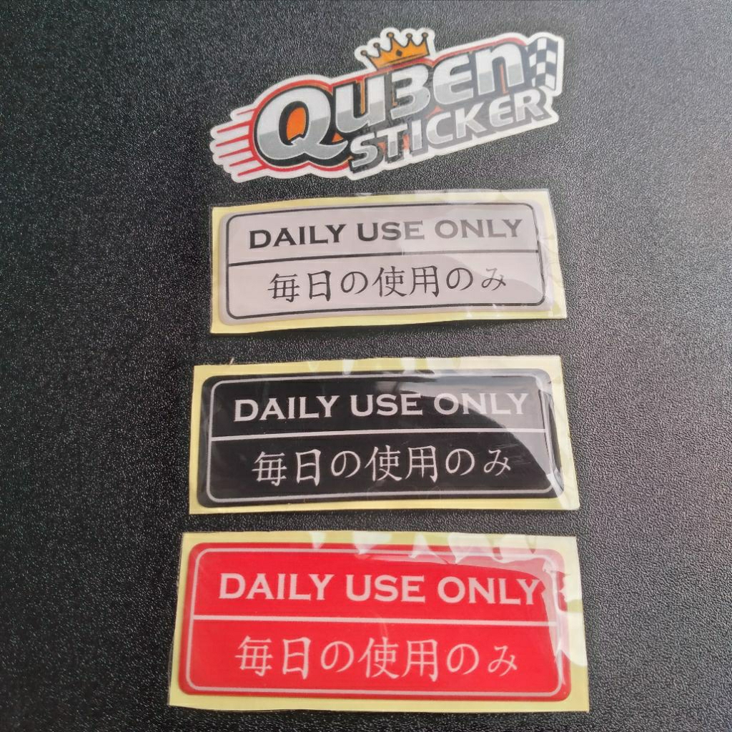 

Sticker Stiker Daily Use Only Timbul Resin 7x2,7 Cm