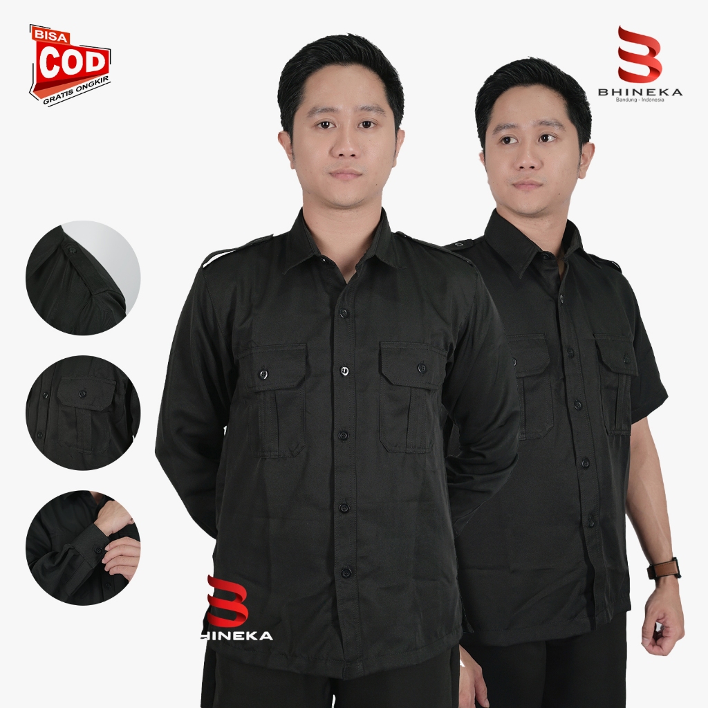 Kemeja Pdh Hitam Pria Seragam Dinas Pria Lengan Panjang Dan Lengan Pendek