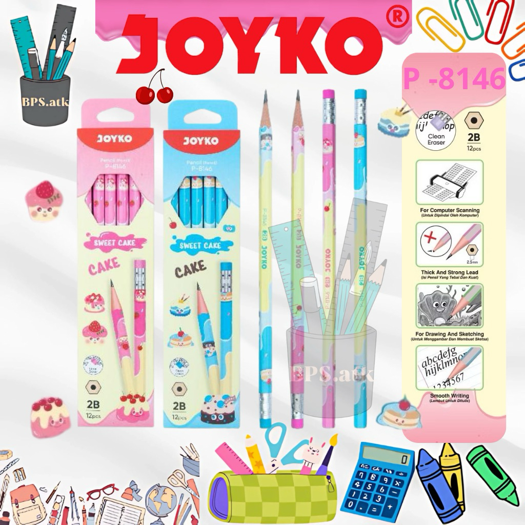 

(12pcs) Pencil / Pensil JOYKO P - 8146 2B Sweet Cake Karakter.