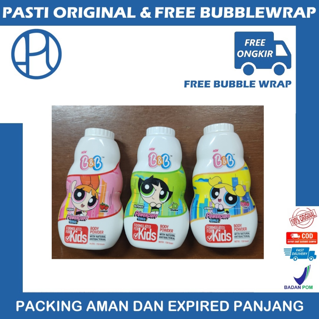 B&B BODY POWDER KIDS POWERPUFF GIRLS 150GR BNB BEDAK ANAK