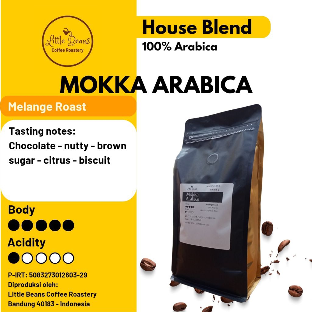 

Kopi house blend Mokka Arabica 100% arabica 1kg/500gr/250gr biji/bubuk espresso, kopi susu