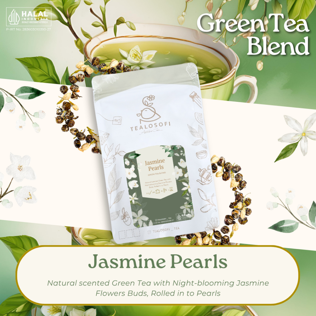 

Jasmine Pearls - Tealosofi Artisan Tea - Premium Green Tea Jasmine Flowers