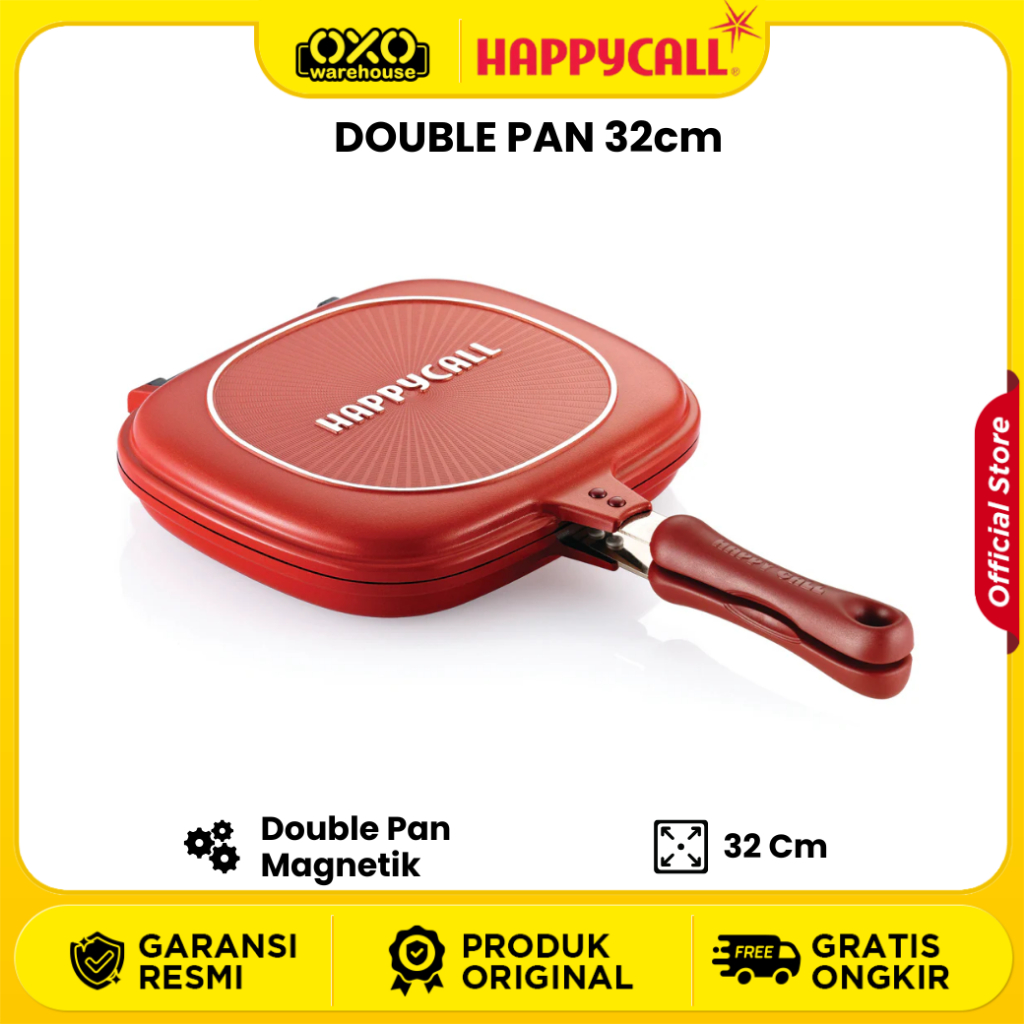 HAPPY CALL Double Pan Jumbo 32cm  Wajan Serbaguna Anti Lengket Asli Korea Garansi Resmi
