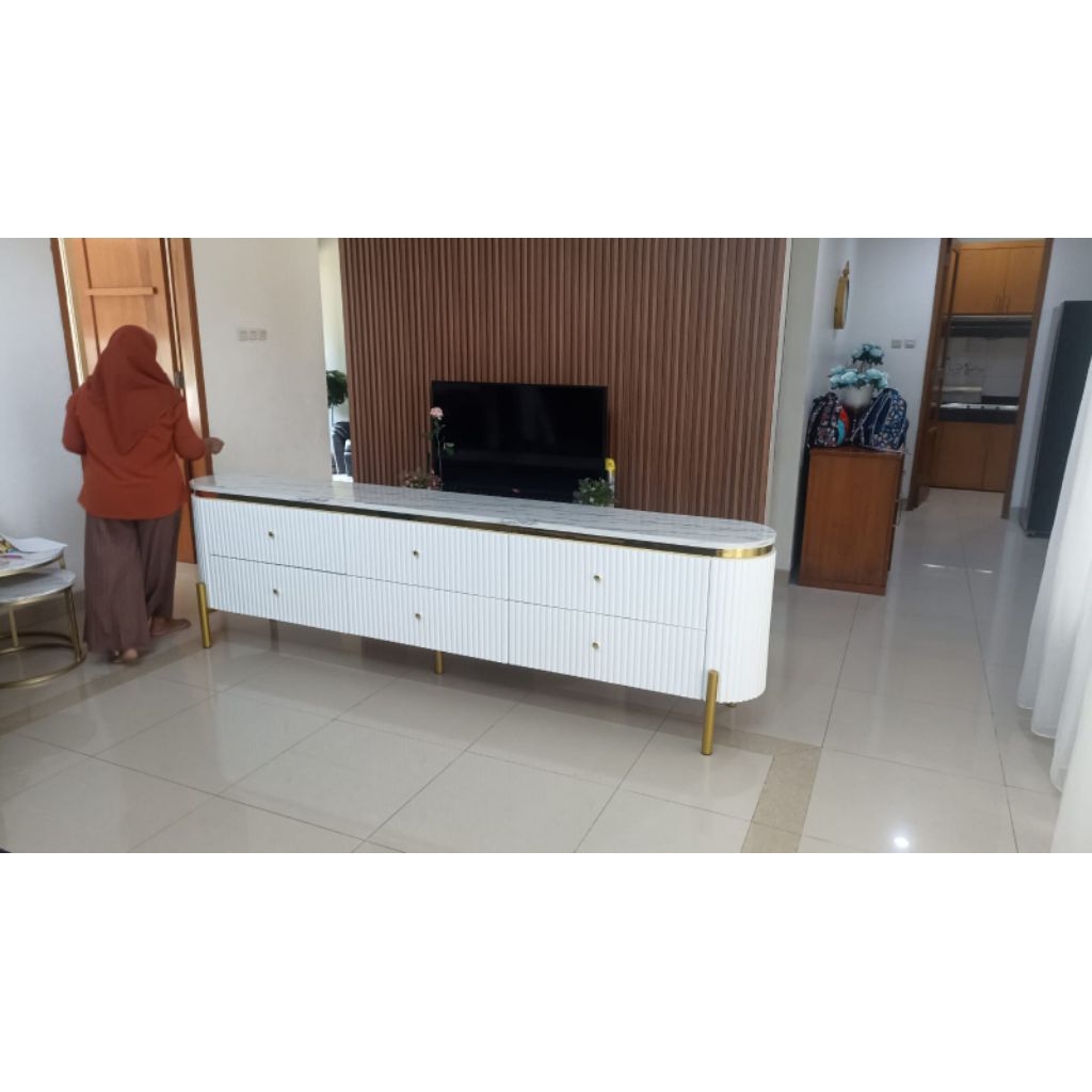 buffet 2 meter buffet credenza buffet modern buffet mewah top table hpl marmer kaki besi