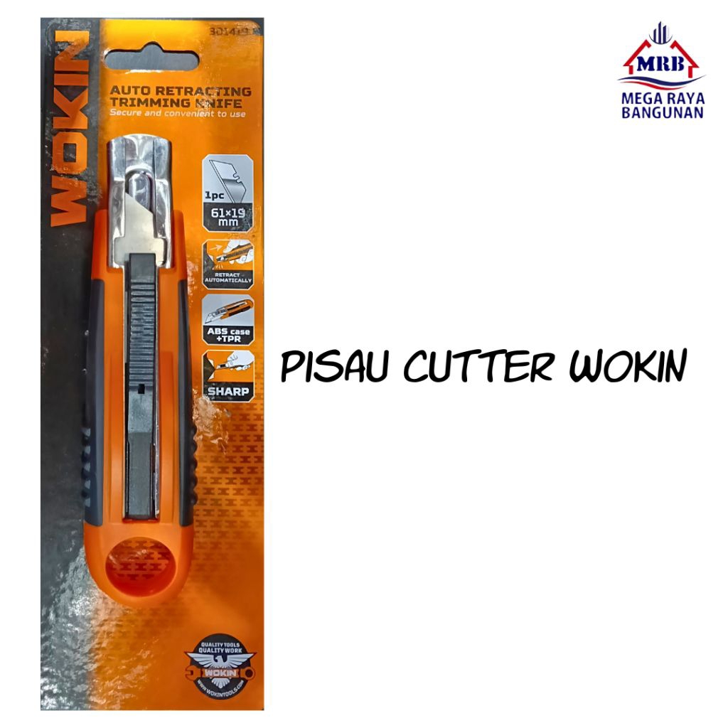 

Pisau Cutter Wokin tajam Otomatis Tarik Mundur 61x19mm Alat Potong Serbaguna Aman Tahan lama Pemotong