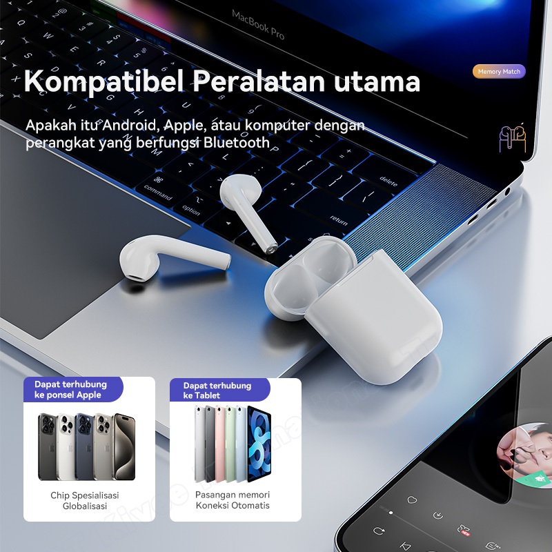 BIG SALE KIVEE Headset Bluetooth TWS Earphone iphone Wireless Gaming KV-TW90 Anti Noise Bass HD Mic