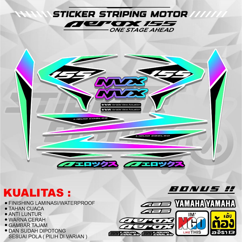 STRIPING AEROX OLD 155 VVA VARIASI NVX MALAYSIA THAILAND MODIFIKASI GRAFIS ORIGINAL PNP 2016 2019