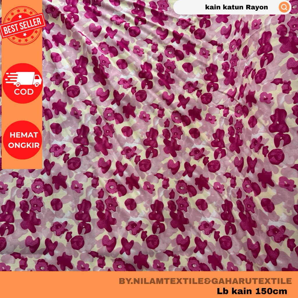 kain katun rayon/bahan rayon premium-rayon viscose-motif terbaru-kain/bahan meteran gaharu