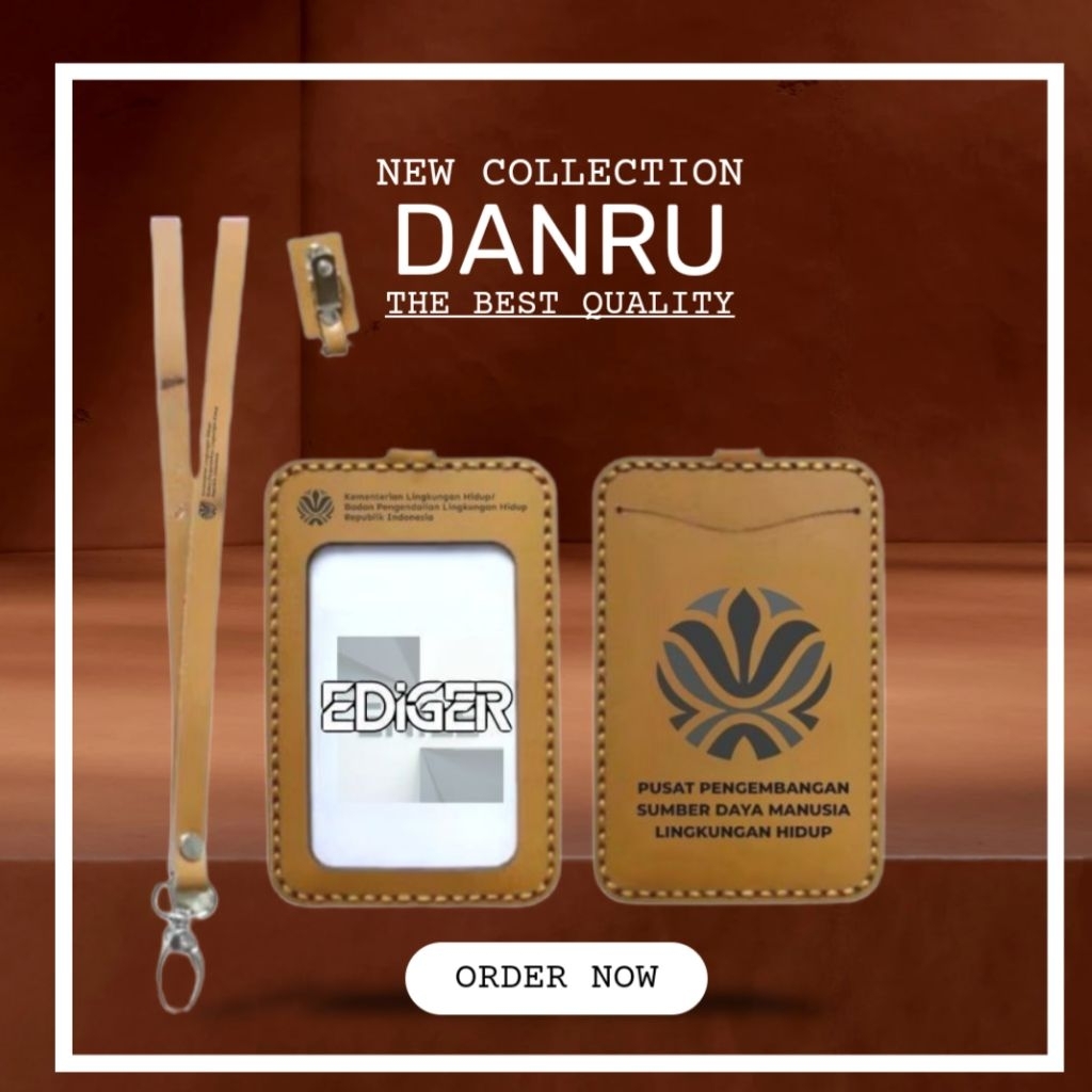 

DANRU LEATHER Name Tag Lanyard Id card Kulit Asli CASTOM Logo