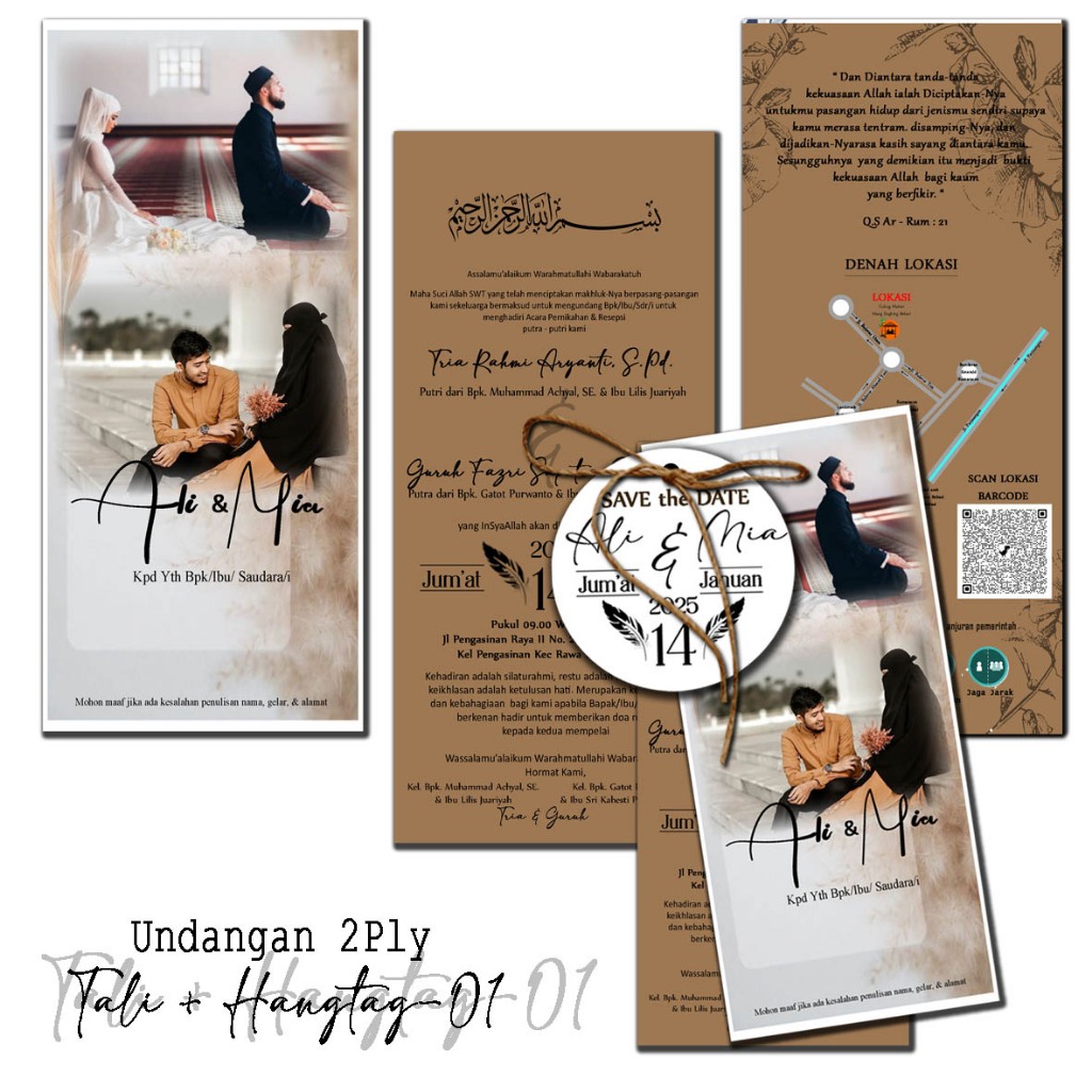 UNDANGAN NIKAH 2Ply Plus Hangtag Undangan Pernikahan | Undangan Walimah | Gusaran - Aqiqah - Rasulan