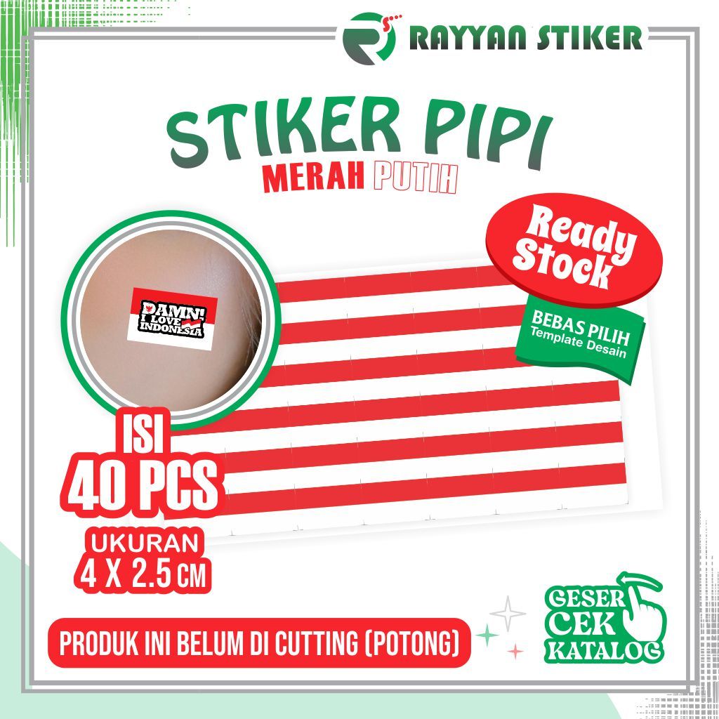 

Stiker Merah Putih untuk pipi sticker 17 agustusan isi 40 Pcs Belum Dipotong