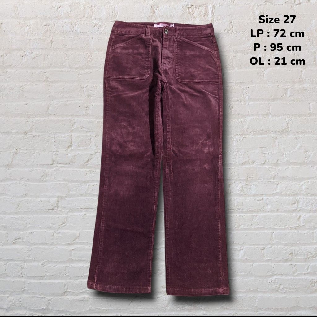 Size 27 Celana Panjang Longpants Corduroy Fatigue Bluestar Red Maroon Regular fit Original Second Pr