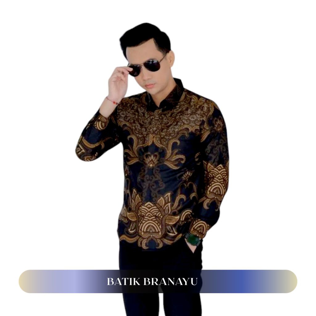 BATIK BRANAYU Batik Slimfit panjang Kemeja Batik Pria Modern Premium Lengan Panjang Terbaru - Baju H