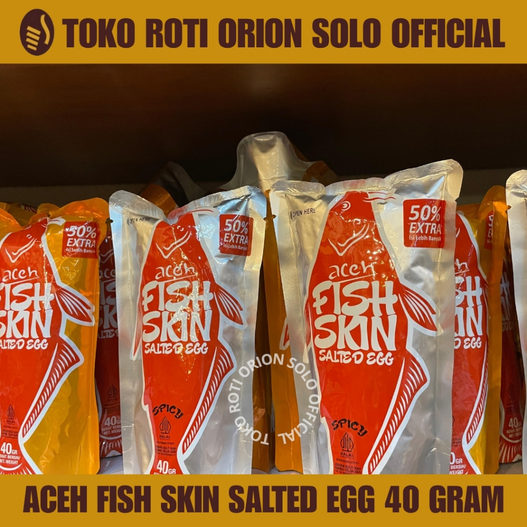 

Aceh Fish Skin Salted Egg 40gr - ORIGINAL dan SPICY - Orion Solo